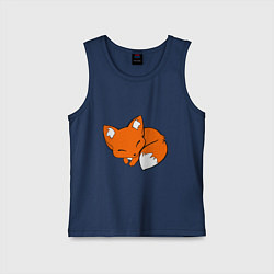 Майка детская хлопок Спящий лисёнок, цвет: тёмно-синий
