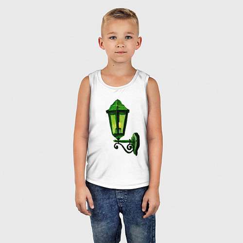 Детская майка Зелёный уличный фонарь / Белый – фото 5