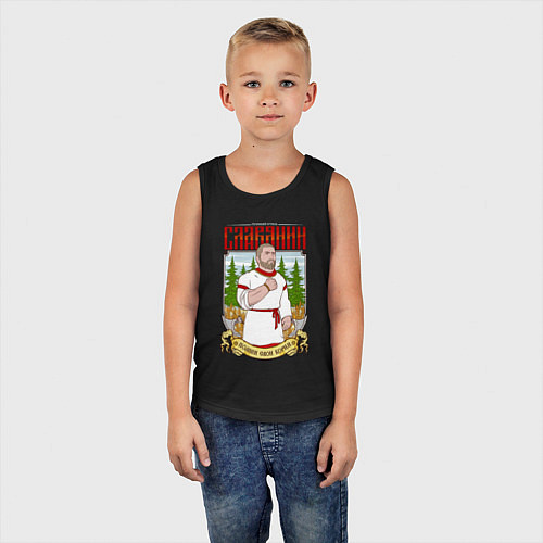 Детская майка Вольный славянин - помни корни: русский стиль / Черный – фото 5