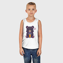 Майка детская хлопок Мишка с напитком, цвет: белый — фото 2