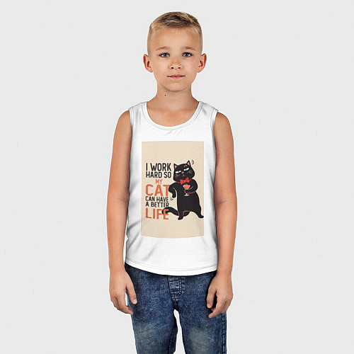 Детская майка Работаю ради кота мем / Белый – фото 5