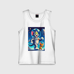 Майка детская хлопок Космонавты Том и Джерри, цвет: белый