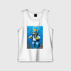 Майка детская хлопок Homer diving - ai art fantasy, цвет: белый