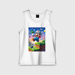 Майка детская хлопок Марио и Майнкрафт - коллаба, цвет: белый