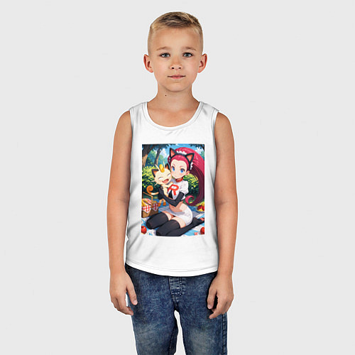 Детская майка Джесси и Мяут на пикнике / Белый – фото 5