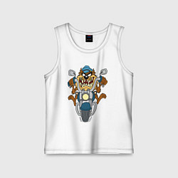 Майка детская хлопок Biker Taz, цвет: белый