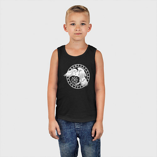 Детская майка Северный ворон в круге рун / Черный – фото 5