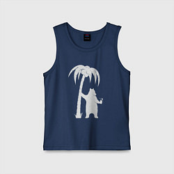 Майка детская хлопок Мишка возле пальмы, цвет: тёмно-синий