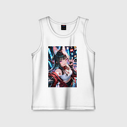 Майка детская хлопок Озорная кошка-самурай, цвет: белый