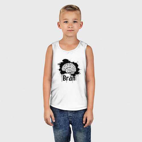 Детская майка Мозг в черной краске / Белый – фото 5