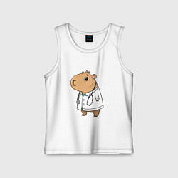 Майка детская хлопок Капибара-доктор, цвет: белый