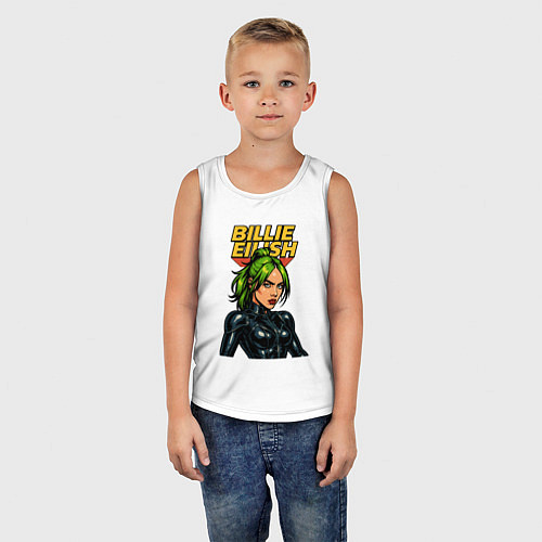 Детская майка Билли Айлиш в стиле комикса / Белый – фото 5