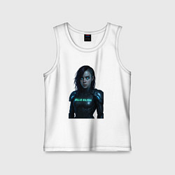 Майка детская хлопок Билли Айлиш в космическом костюме, цвет: белый