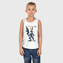 Майка детская хлопок Киборг Багз Банни с оружием - нейроарт фантазия, цвет: белый — фото 2