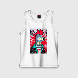 Майка детская хлопок Бендер панк - граффити, цвет: белый