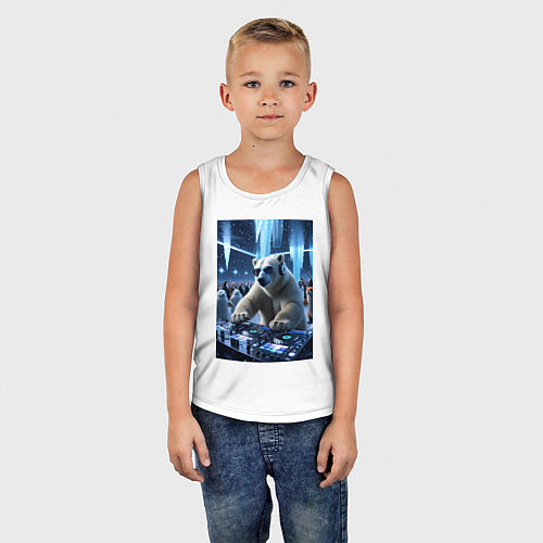 Детская майка Медвевь Dj на тусовке в антарктиде / Белый – фото 5