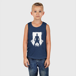 Майка детская хлопок Тони Фергюсон силуэт в белом, цвет: тёмно-синий — фото 2