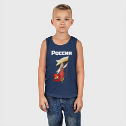 Майка детская хлопок Россия - Родина богатырей белый арт, цвет: тёмно-синий — фото 2
