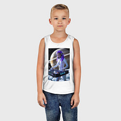 Майка детская хлопок Девушка космо DJ на фоне сатурна, цвет: белый — фото 2