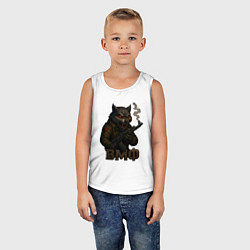 Майка детская хлопок ВМФ волк с автоматом, цвет: белый — фото 2