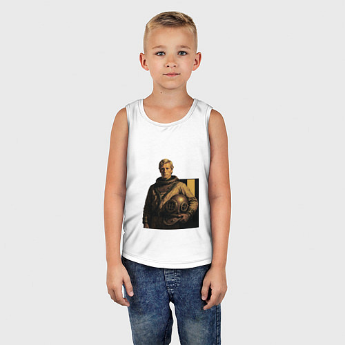 Детская майка Молодой мужчина водолаз ретрофутуризм поп-арт 1970 / Белый – фото 5