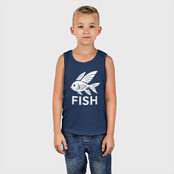 Майка детская хлопок Крылатая рыба, цвет: тёмно-синий — фото 2