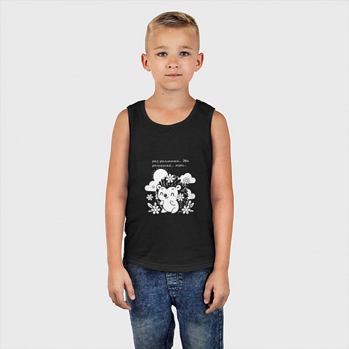 Детская майка Ёжик считает ромашки / Черный – фото 5