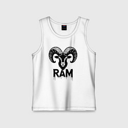 Майка детская хлопок Черный баран с рогами, цвет: белый