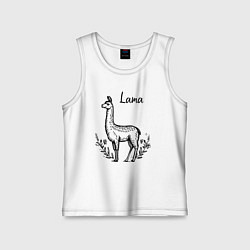 Майка детская хлопок Лама среди цветов, цвет: белый