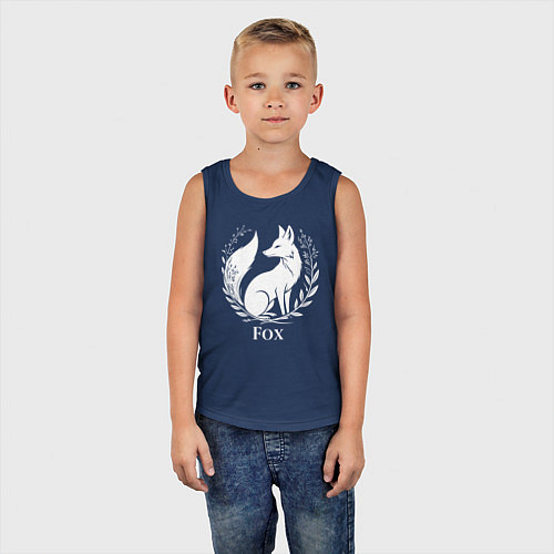 Детская майка Лисий герб с венком / Тёмно-синий – фото 5