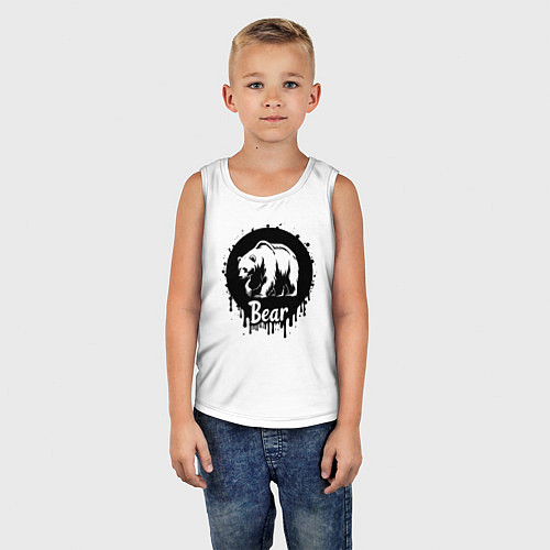 Детская майка Черный медведь в круге / Белый – фото 5