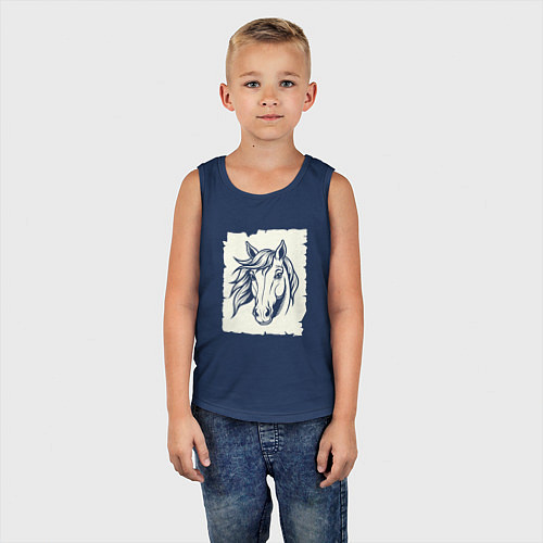 Детская майка Лошадь на ветру / Тёмно-синий – фото 5