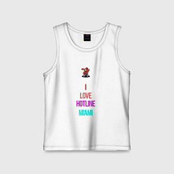 Майка детская хлопок I love Hotline Miami, цвет: белый