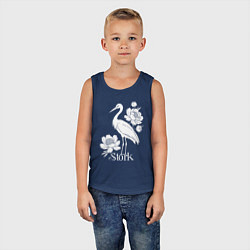 Майка детская хлопок Аист с цветами, цвет: тёмно-синий — фото 2