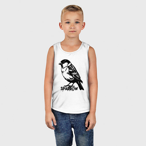 Детская майка Графический воробей / Белый – фото 5