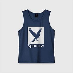 Майка детская хлопок Летящий воробей, цвет: тёмно-синий