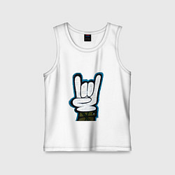 Майка детская хлопок Знак рок-н-рол на стене, цвет: белый