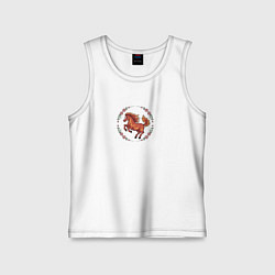 Майка детская хлопок Огненная лошадь и розовые цветы, цвет: белый