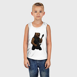 Майка детская хлопок Медведь играет на электрогитаре, цвет: белый — фото 2