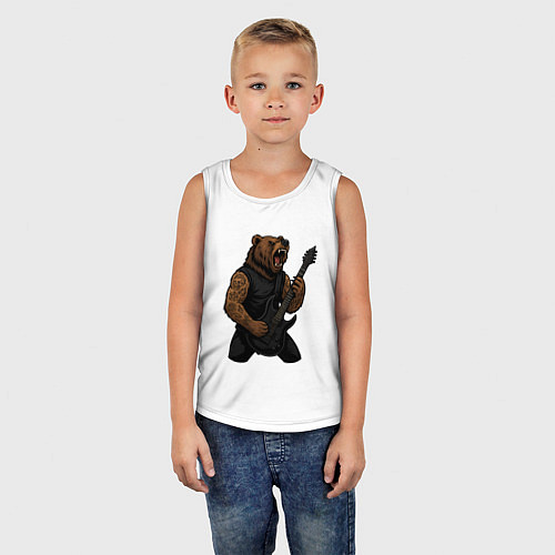 Детская майка Медведь играет на электрогитаре / Белый – фото 5