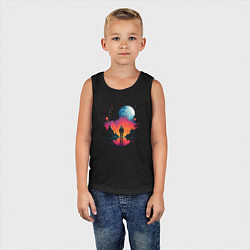 Майка детская хлопок Walk in space, цвет: черный — фото 2