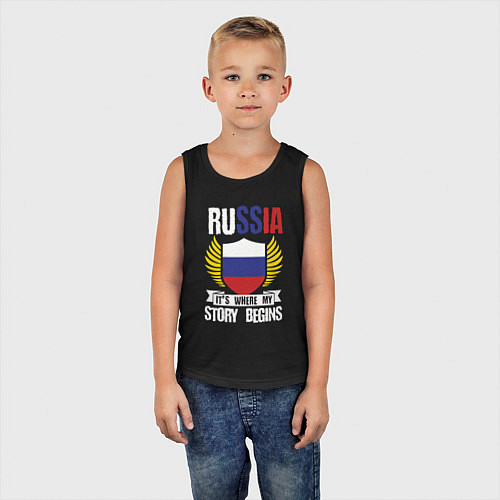 Детская майка Россия - здесь начинается моя история / Черный – фото 5