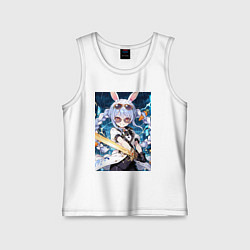 Майка детская хлопок Кролик в очках с мечем, цвет: белый