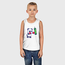 Майка детская хлопок Панда боксёр, цвет: белый — фото 2