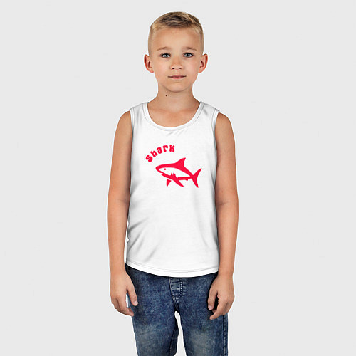Детская майка Акула-красный силуэт / Белый – фото 5