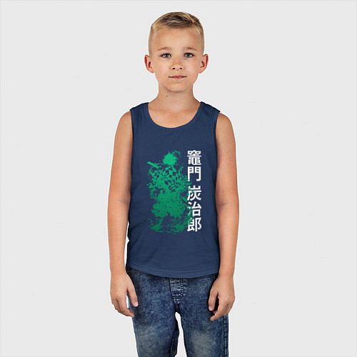 Детская майка Клинок рассекающий демонов - зеленый / Тёмно-синий – фото 5