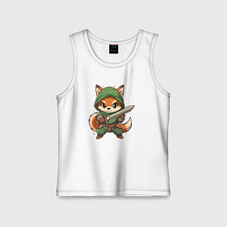 Майка детская хлопок Лисёнок с мечом, цвет: белый