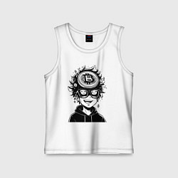 Майка детская хлопок Аниме биткоин, цвет: белый