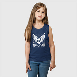 Майка детская хлопок Биткоин с крыльями, цвет: тёмно-синий — фото 2