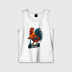 Майка детская хлопок Петушок на электросамокате, цвет: белый